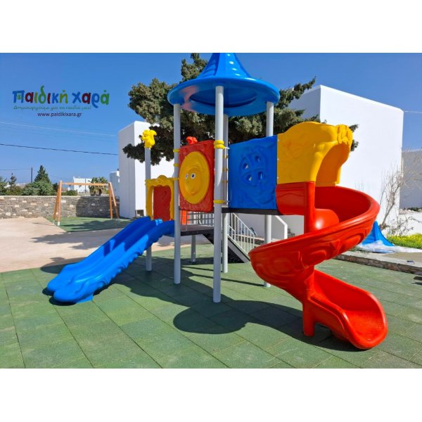 Σύνθετο όργανο με πύργο, περιστρεφόμενη τσουλήθρα και διπλή τσουλήθρα 