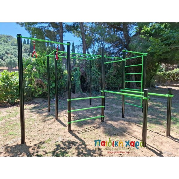 Σύνθετο όργανο καλλισθενικής γυμναστικής με οριζόντια κλίμακα δίζυγο και πολύζυγο 