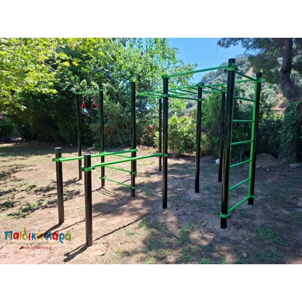 Σύνθετο όργανο καλλισθενικής γυμναστικής με οριζόντια κλίμακα δίζυγο και πολύζυγο 